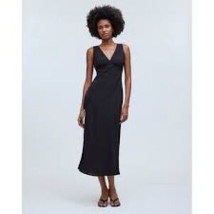 Madewell Black V-Neck Slip Midi Dress for Cocktail